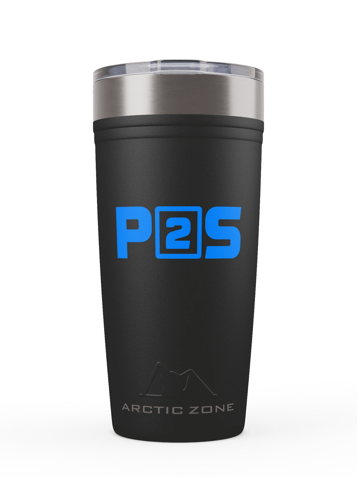 P2S insulated coffee mug with blue P2S logo